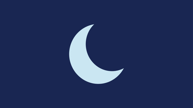 Simple crescent moon icon on dark blue background