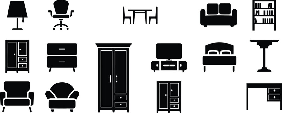 furniture clipart pack silhouettes of chair table sofa lamp