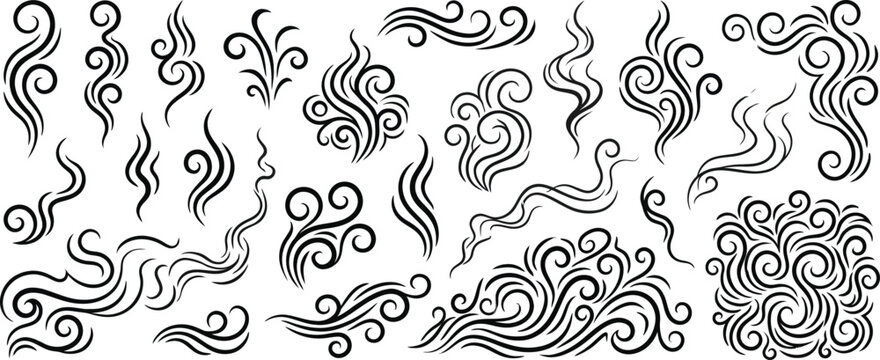 abstract wind and smoke line designs for motion graphics