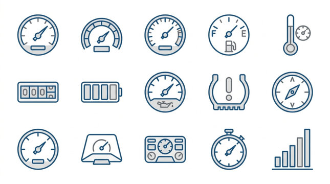Collection of Vehicle and Navigation Dashboard Icons