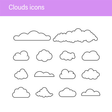 Cloud icon set, editable stroke