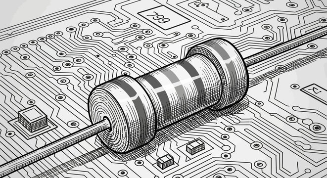 Resistor component on a circuit board.