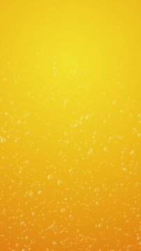 beer and soda bubbles on yellow animation ,fizzy beverage bubble summer drink fresh blank vertical social media motion background