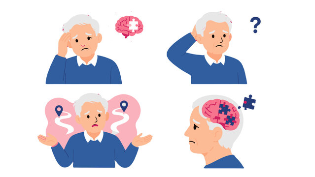 Elderly person with memory loss and disorientation symptoms