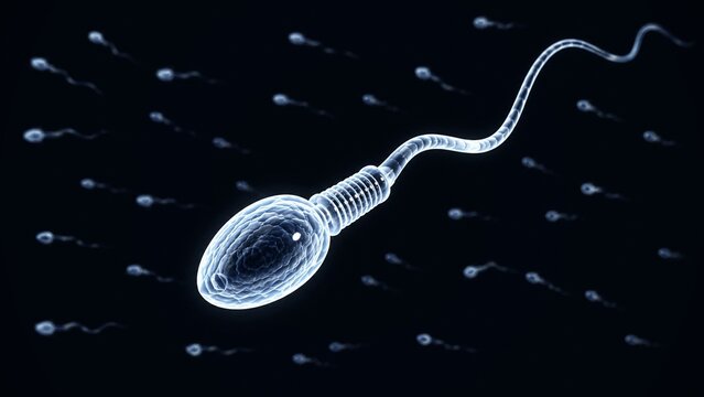 Human Sperm Cell Fertilization Concept 3D Illustration