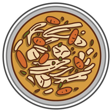 Authentic Romanian Supa De Pui Cu Taietei Chicken Noodle Soup, Cartoon PNG Illustration