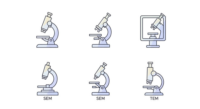 Illustration of Scientific Microscopes Representing Various Techniques and Concepts