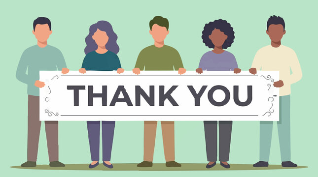 Multicultural Group Holding 'Thank You' Sign, Expressing Gratitude