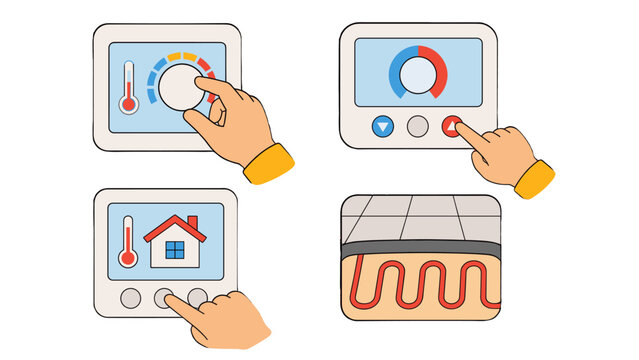 Smart thermostat and floor heating control vector set