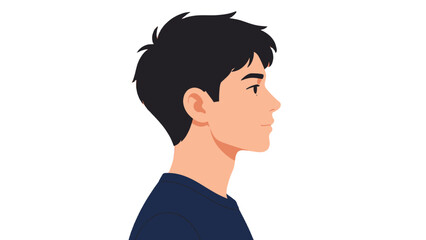 Side profile portrait of a young man in flat vector style © Andrei