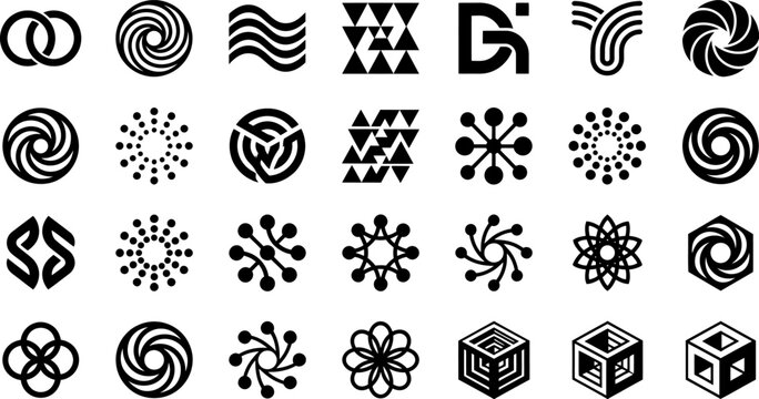 Set of abstract geometric logo icons