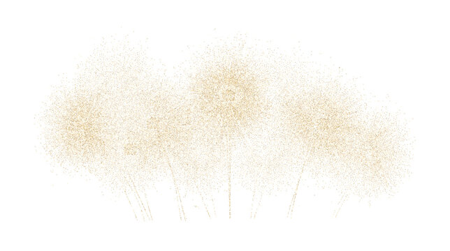 gold Transparent png image of golden fireworks burst with glittering particles on isolated transparent background perfect festive overlay for holiday celebration and event design border banner dark