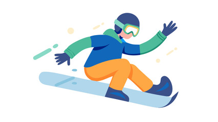 Fototapeta premium Snowboarder enjoying winter sports on the slope with excitement, colorful background 