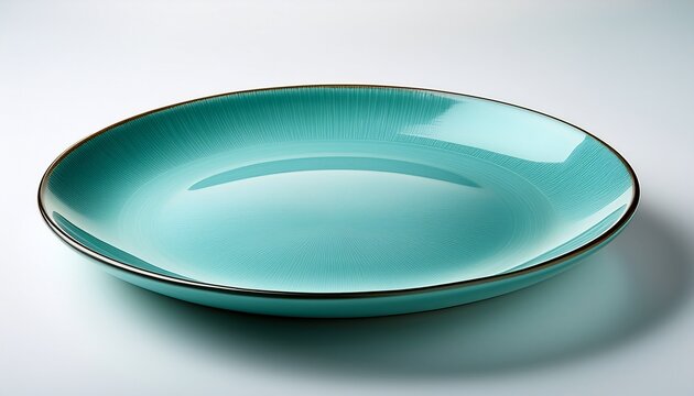 A Plate Of Pastel Turquoise Color On A White Background