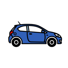 Fototapeta premium Blue hatchback car illustration simple design.