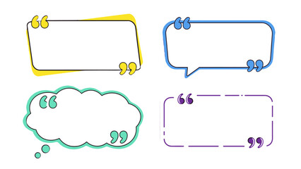 Obraz premium Set of colorful quote boxes and speech bubble text frames