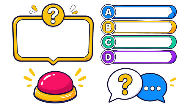 Colorful quiz game interface template with question and answers
