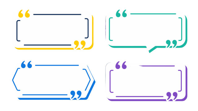 Colorful quotation frame set with speech bubble text boxes