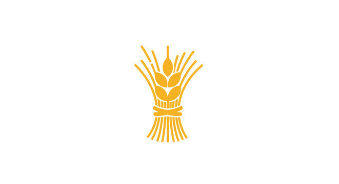 Wheat sheaf icon with minimalist aesthetic and golden color, clean white background