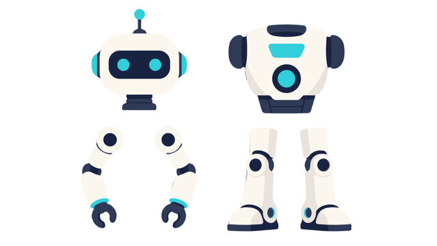 Modular robot parts set with head, body, arms and legs