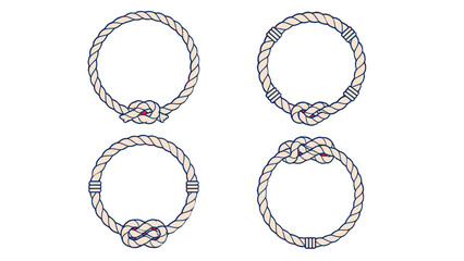 Set of circular rope knot frames in nautical vector style © Andrei