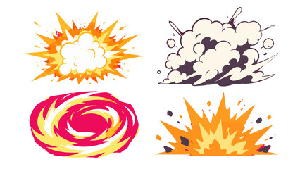 Cartoon explosion, smoke cloud and energy burst effect set © Andrei