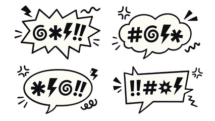 Naklejka na ściany i meble Hand drawn comic speech bubbles with censored swear symbols