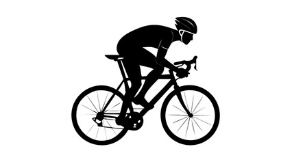 Fototapeta premium Black Silhouette Of A Road Cyclist In A Racing Position