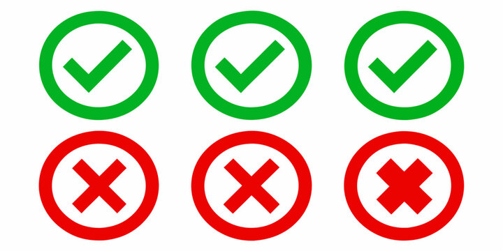 Checkmark And Cross Icons Flat Vector Illustration On White Background