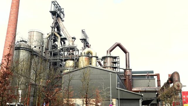 Former steelworks complex with industrial structures in Belval Luxembourg