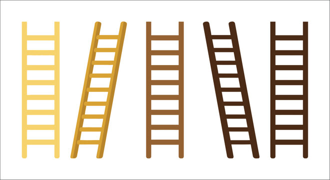 Wooden Ladders In Varying Shades Vector Illustration