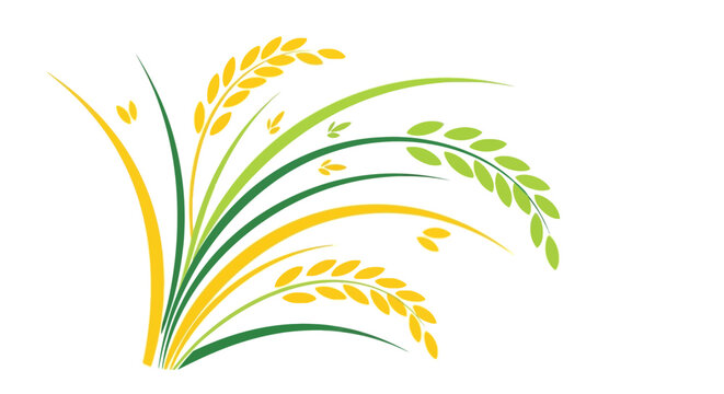 Abstract illustration of rice plants with vibrant colors for agriculture and design needs