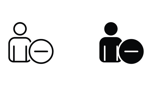Remove User icon set in outline and solid glyph style vector