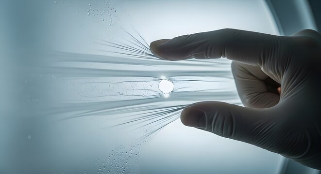 Hand touching digital light interface.
