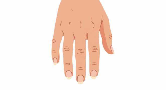 Close-up view of a human hand with manicured nails on a white background