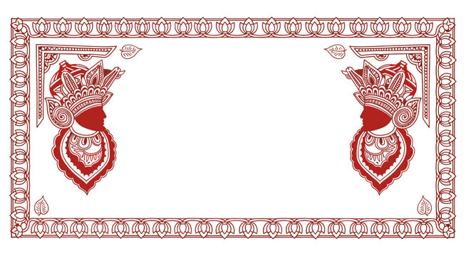 Indian Wedding Invitation Card Border Design.