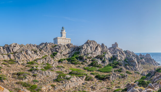 View of Capo Testa Lighthouse, Sardinia, Italy.