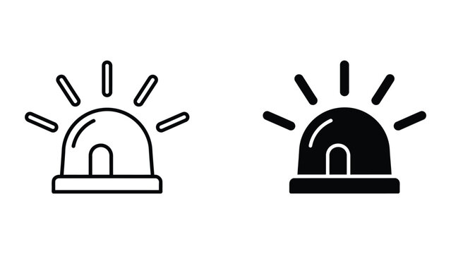 Siren icon set in outline and solid glyph style vector