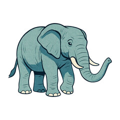 Obraz premium PNG Illustrated elephant with gentle expression.