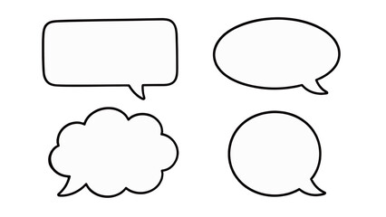 Fototapeta premium Set of blank hand drawn speech bubble outlines on white