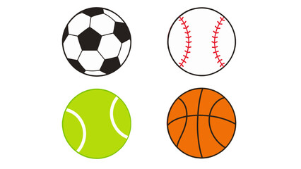 Obraz premium Set of soccer baseball tennis and basketball balls illustration