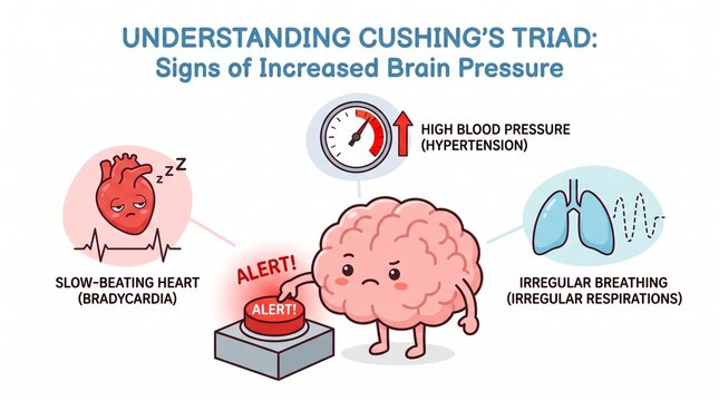 Educational Cartoon Illustration of Cushing's Triad