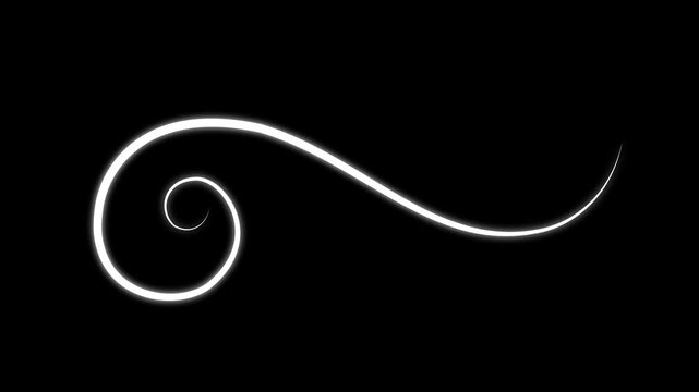 Curly spiral wavy line flourish for decorative, divider, underline swirl, line divider abstract curve flowing line decorative element.
