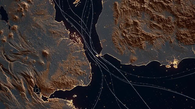 Bab-el-Mandeb Strait, Shipping Lanes and Trade Routes Concept Showing Navigation and Logistics