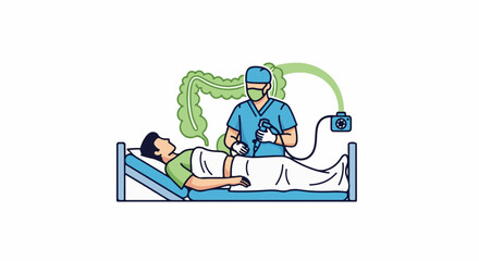 Obraz premium Doctor performs colonoscopy on patient with display