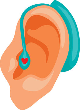 Vector illustration. World Hearing Day, International Ear Care Day. March 3rd. Medicine and healthcare, health, holiday. Background, print, sticker, banner, postcard, poster. Ear, hearing aid, hearing