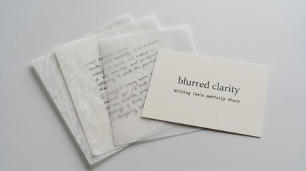 Fototapeta premium Blurred Clarity Card and Handwritten Papers Representing Mental Overload