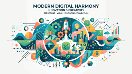 Fototapeta premium A colorful abstract illustration representing modern business innovation and growth