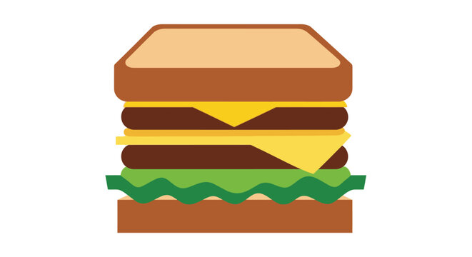 Minimalistic illustration of a double cheeseburger with fresh ingredients and vibrant colors