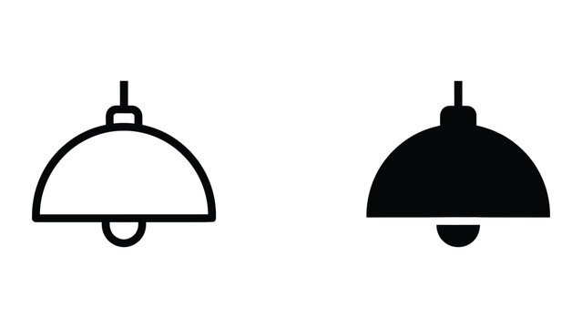 Hanging lamp icon set in outline and solid glyph style vector